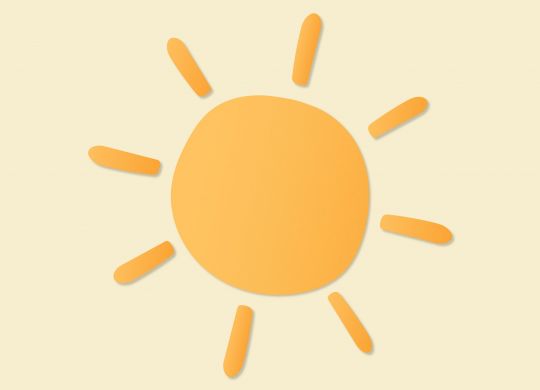 Cute sun sticker, printable weather clipart vector