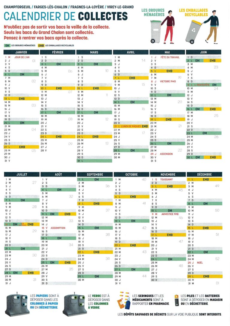 Calendrier collectes 2025