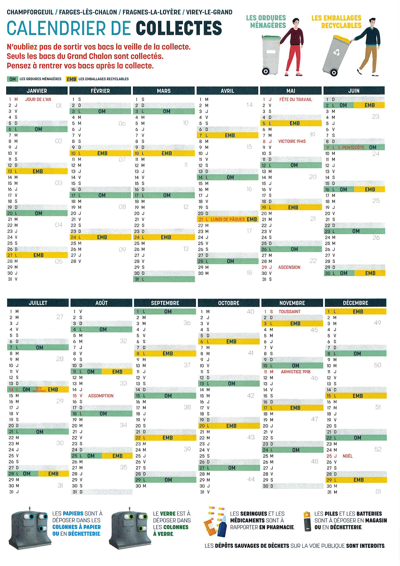 Calendrier collectes 2025 » Commune de