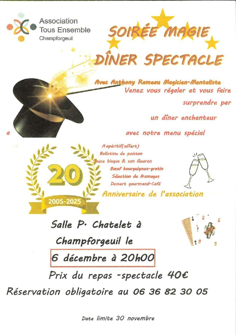 Soirée diner spectacle Tous Ensemble du 06.12