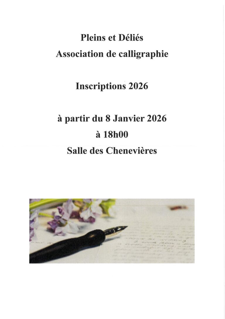 Inscriptions 2026 Pleins et Déliés